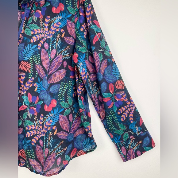 NIC+ZOE Vibrant Garden Crinkle Shirt, Button Down Rio Floral Cotton Petite Large - Picture 3 of 13